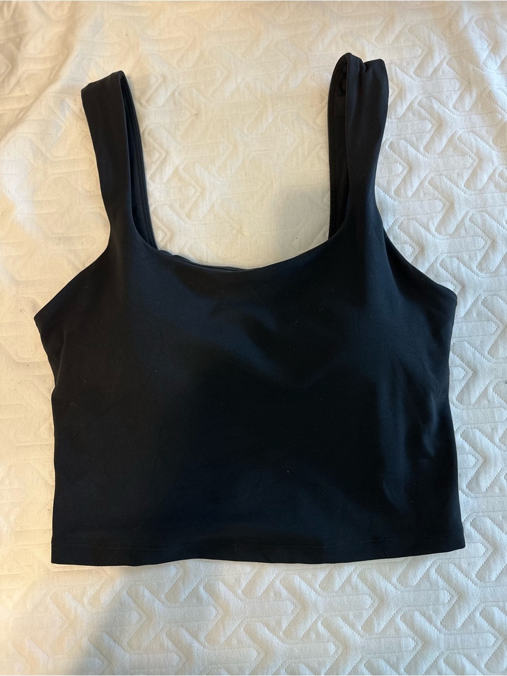 Athleta Transcend Square Neck Crop Sports Bra in Black